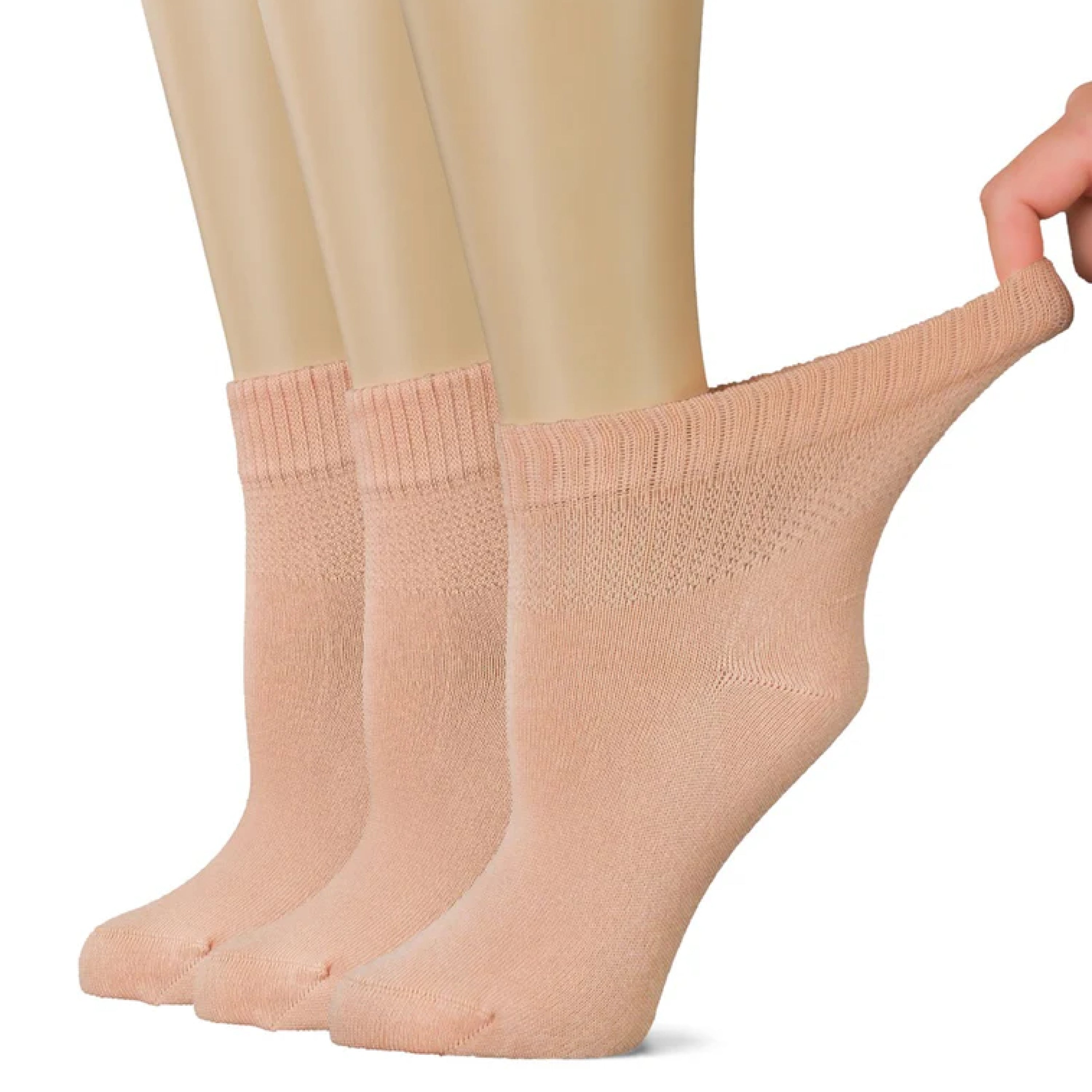 Women's Comfortable Diabetic Bamboo Ankle Socks for Swollen Legs, 3 Pairs